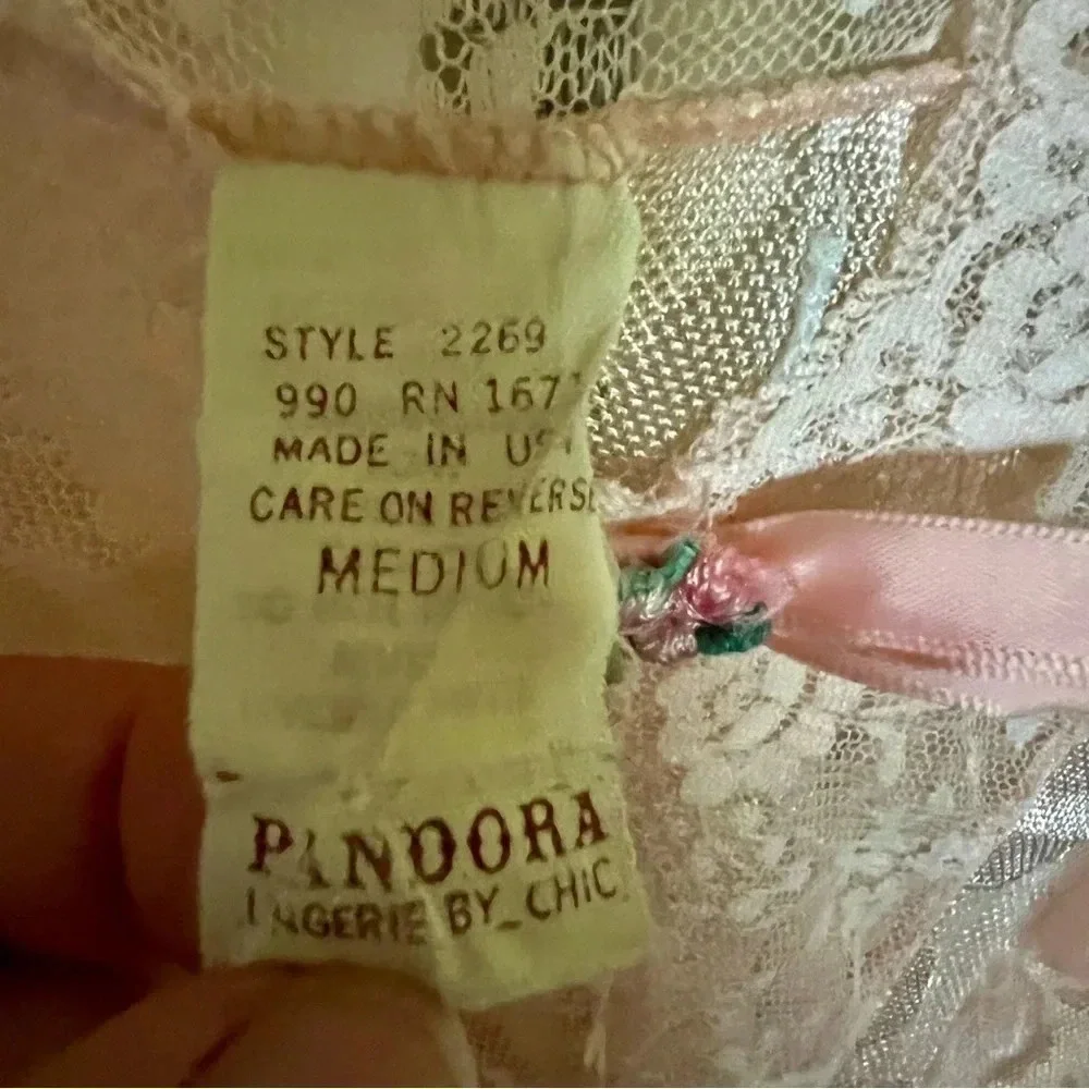 Vintage Pandora Lingerie By Chic Peach Lace‎ Babydoll Chemise Camisole Size M